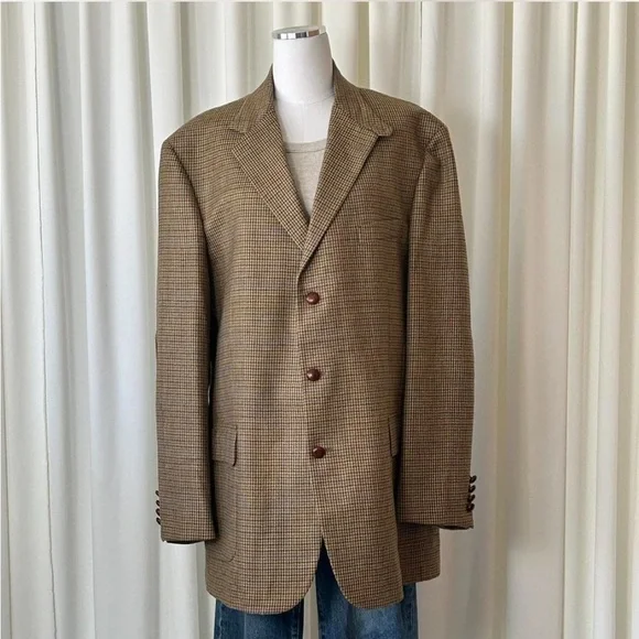 Vintage Brooks Brothers 100% Wool Houndstooth Sport Coat Dark Academia - Picture 4 of 13